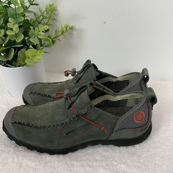 Timberland genuine leather women’s slip on shoes moss green/gray size 7.5W - Picture 4 of 12